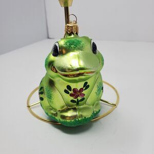 Laved Italian Ornament Christmas floral Frog mouth blown hand painted